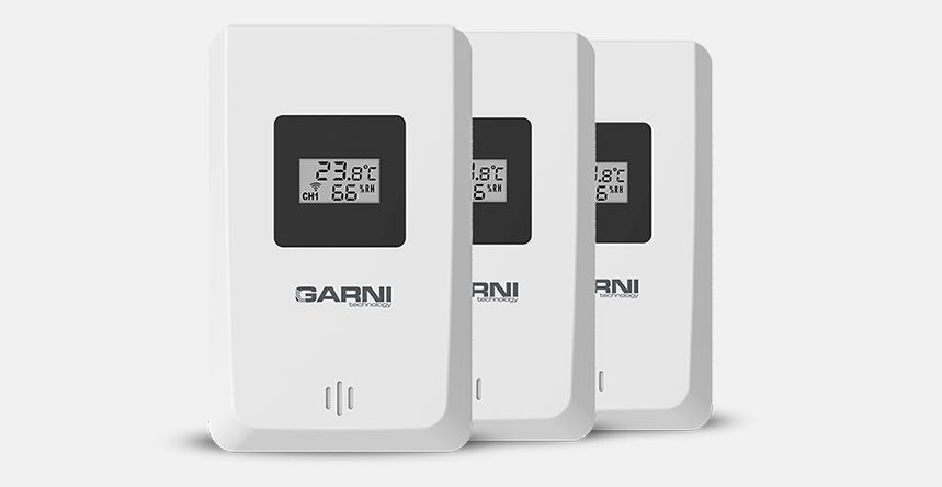 Temperature and relative humidity data from up to 3 locations GARNI 520