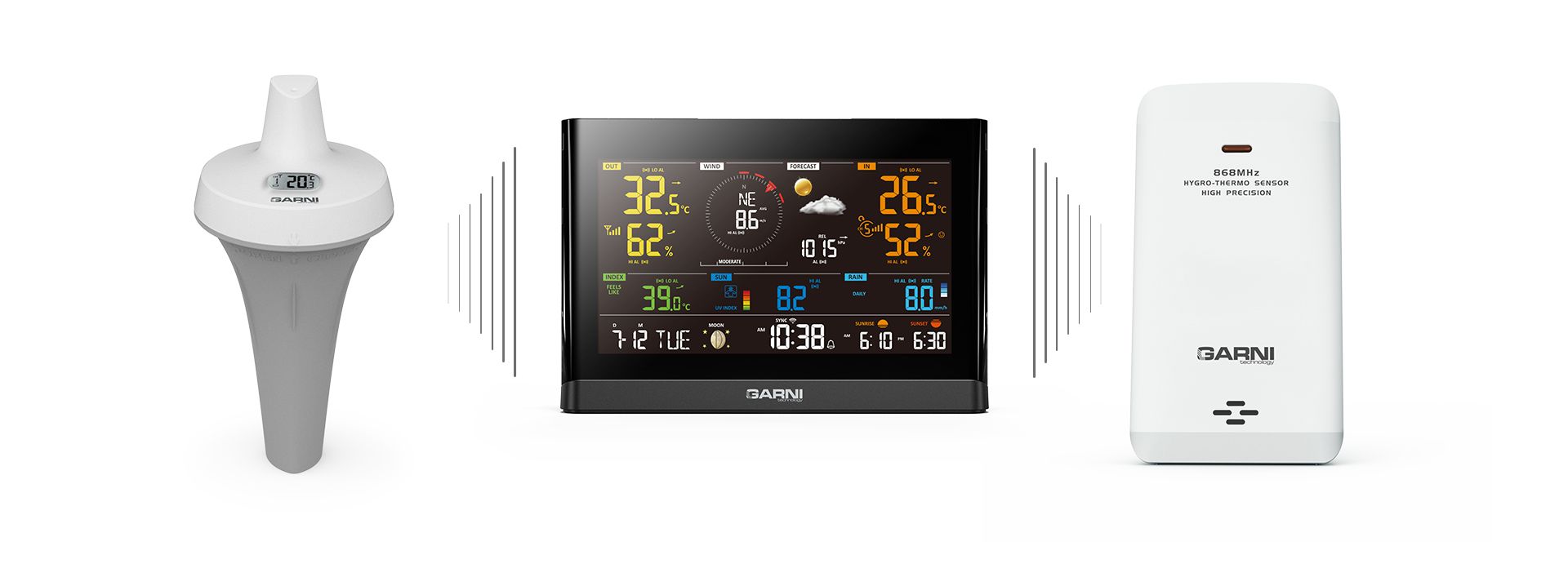Option to connect additional wireless sensors GARNI 1025 Arcus